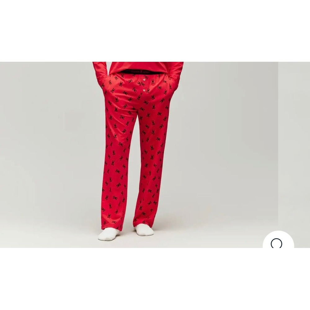 Psycho Bunny Casey Lounge Pants Skull crossbones Men Red Large Cotton Modal